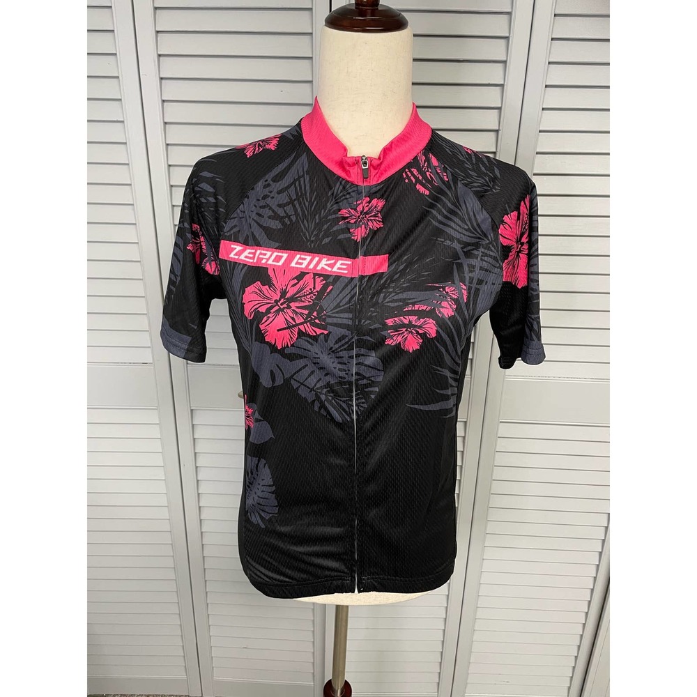 Zero Bike Cycling Jersey full zip black pink gray women's size medium - NWT